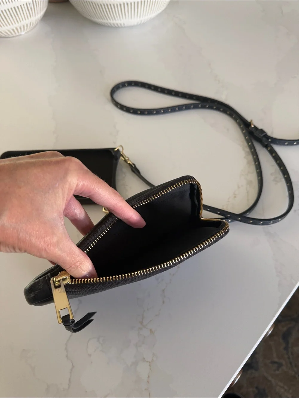 Bandolier Black Leather IPhone 14 Plus case and matching zippered pouch
